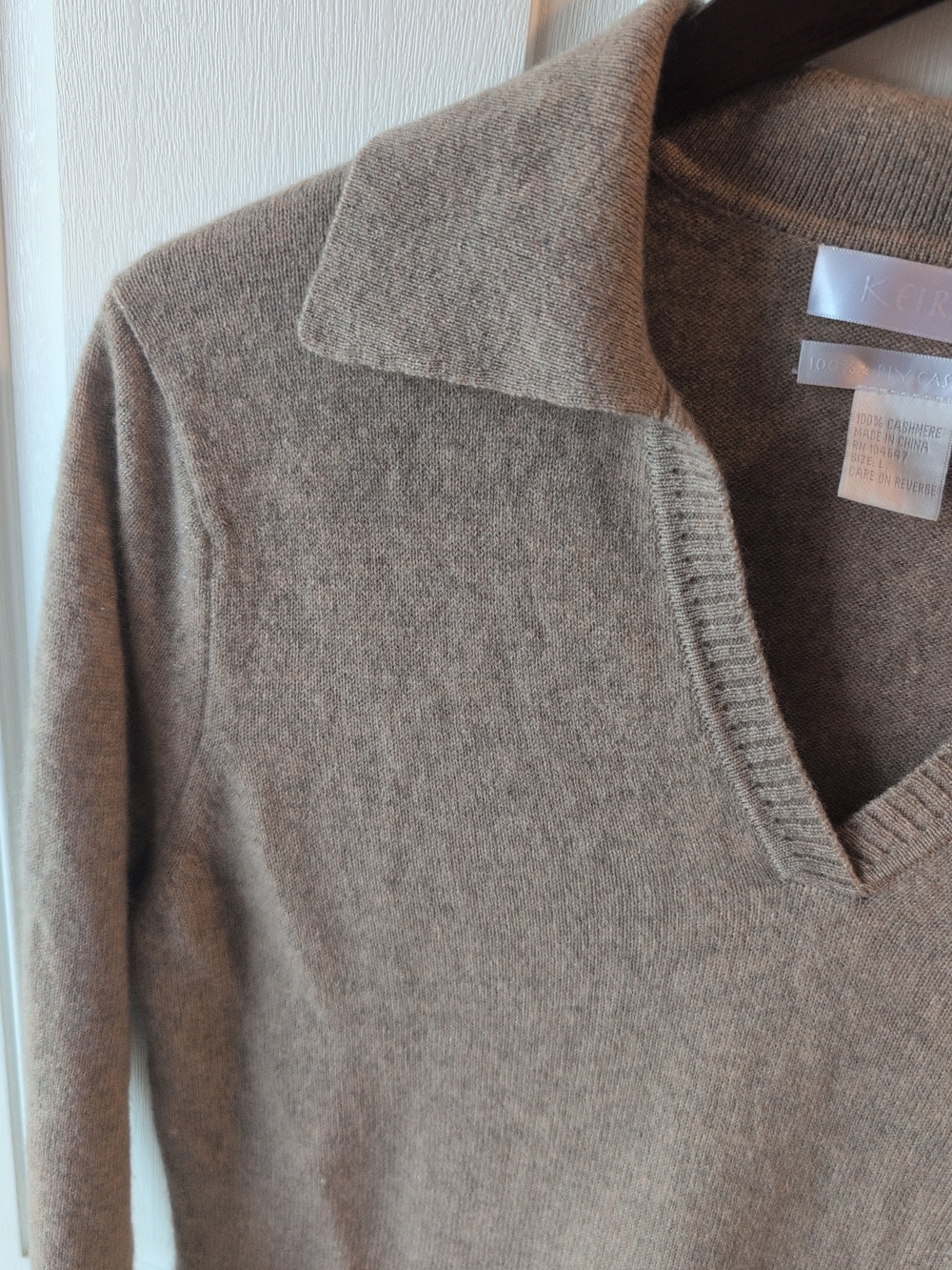 KEIRA cashmere Collar Tan Women's Sweater 100% Cashmere - Picture 3 of 6